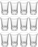 12 Schnapsgläser Shotgläser Set Glas 4cl - Standfest - Spülmaschinenfest - Pinnchen Gläser für Tequila Wodka